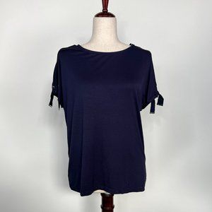 Calvin Klein Navy Blue Soft Flowy Short Sleeve Top Size Small WT